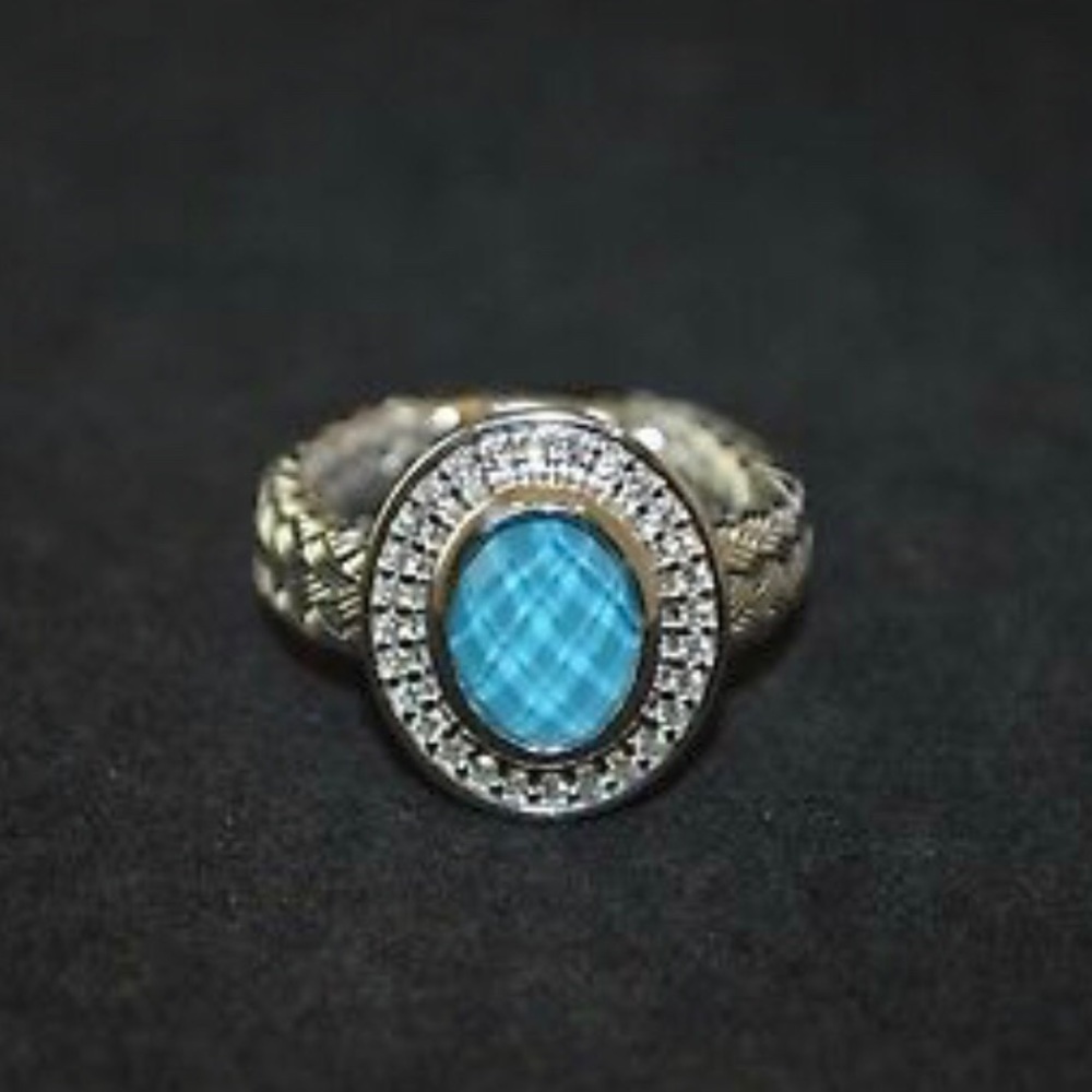 Charles Garnier sterling silver ring w/ blue topaz